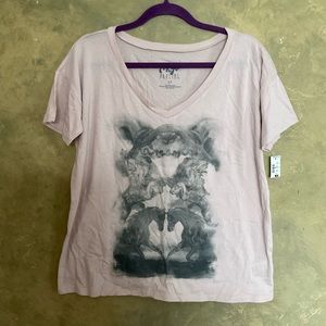 Aeropostale Tokyo Darling Animals Ink Blot Graphic V-neck Oversized Tee